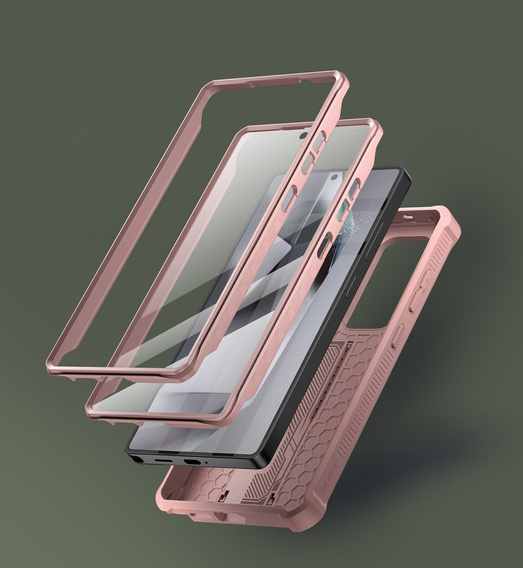 Etui pancerne do Samsung Galaxy S25 Ultra, Dexnor Full Body (Two Frames), różowe