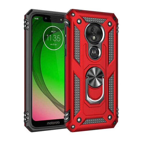 Etui pancerne do Motorola Moto G7 Power, Nox Case Ring, czerwone