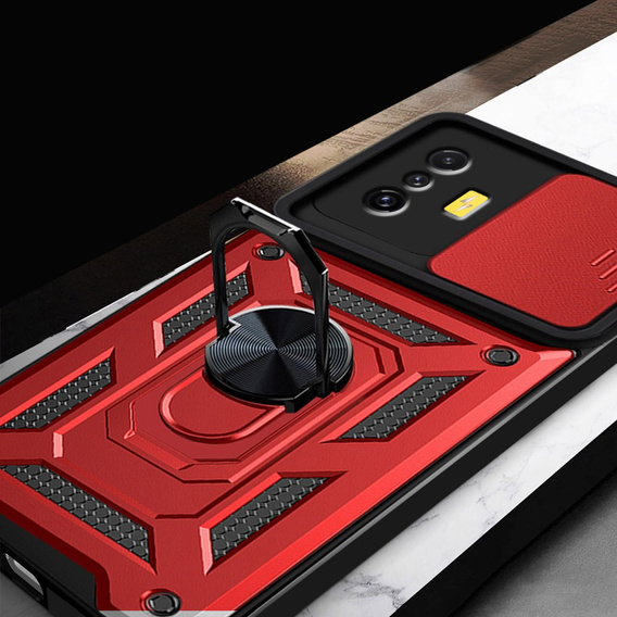 Etui pancerne do Xiaomi Poco F4 GT, CamShield Slide, czerwone