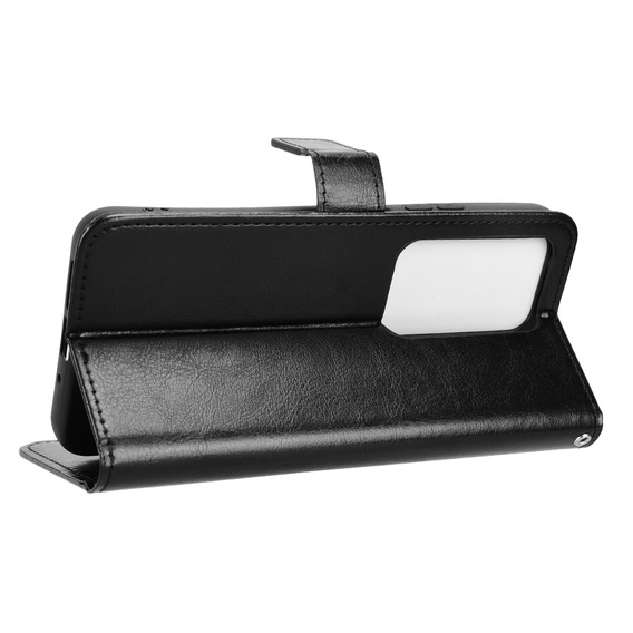 Etui z klapką do Xiaomi Redmi 15 5G / 4G, z fakturą Crazy Horse, czarne