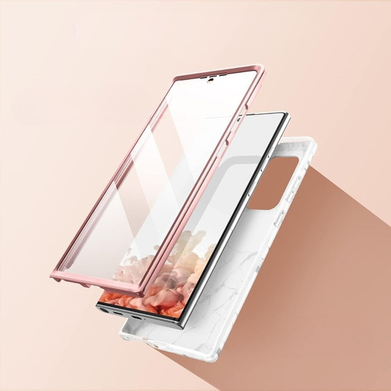 Etui do Samsung Galaxy S22 Ultra, Suritch Full Body Marble, białe