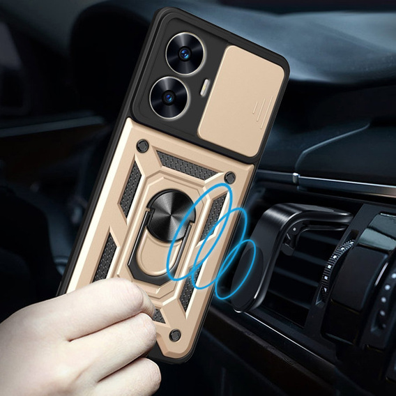 Etui pancerne do Realme C55, CamShield Slide, złote
