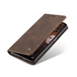Etui CASEME do Samsung Galaxy A12 / M12 / A12 2021, Leather Wallet Case, kawowe