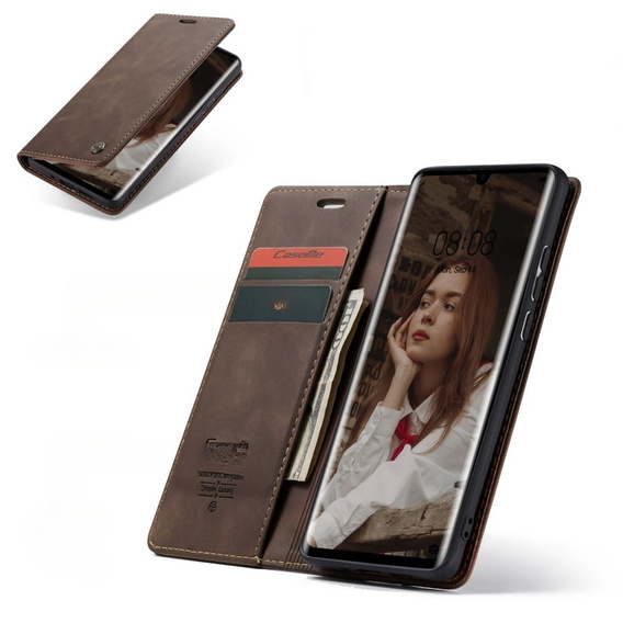 Etui CASEME do Huawei P30 Pro, Leather Wallet Case, ciemnobrązowe