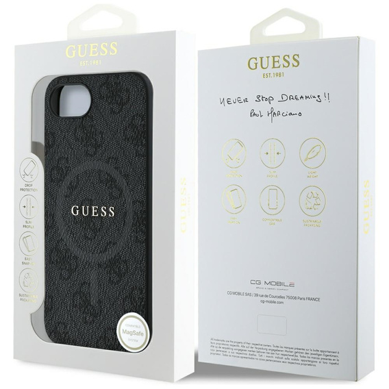 Etui GUESS do iPhone 16E, 4G Ring Classic Logo, czarne