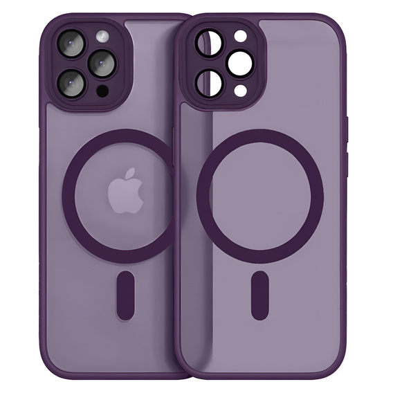 Etui do iPhone 16 Pro, do MagSafe, ERBORD Matt Case, ciemnofioletowe + Szkło na ekran