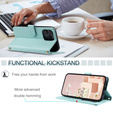 Etui z klapką do iPhone 16 Pro Max, Rhombus Crossbody Leather, zielone