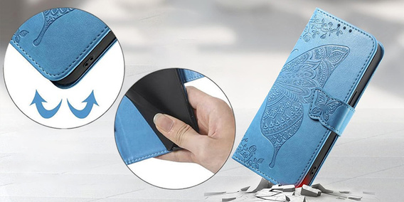 Etui z klapką do Xiaomi Redmi 15C 4G/LTE, Butterfly, niebieskie