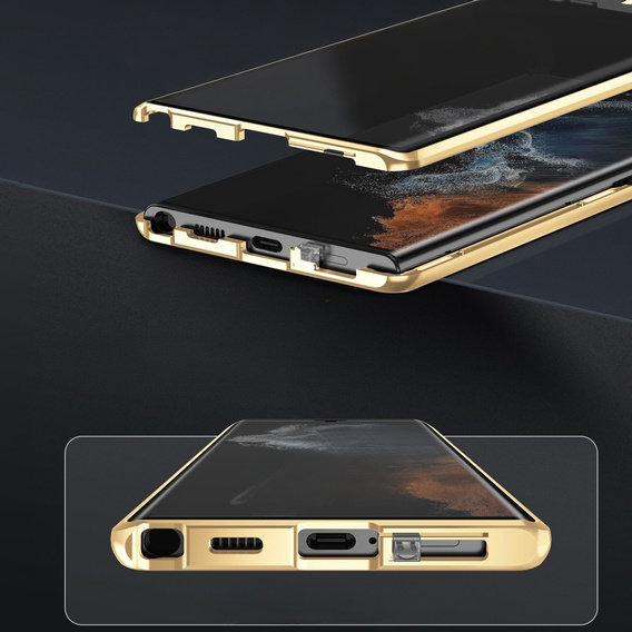 Etui Magnetic Dual Glass MagSafe do Samsung Galaxy S24 Ultra, złote