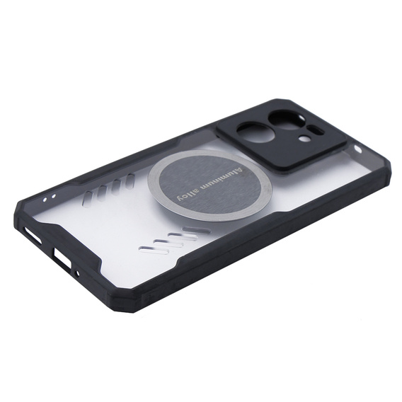 Etui do Xiaomi 13T / 13T Pro, z blaszką magnetyczną, Czarne / Przezroczyste