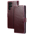 Etui z klapką do Samsung Galaxy S23 Ultra, ERBORD Waxy Wallet, czerwone