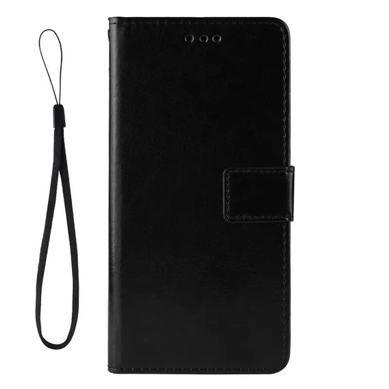 Etui z klapką do Xiaomi Poco F6, Crazy Horse Wallet, czarne
