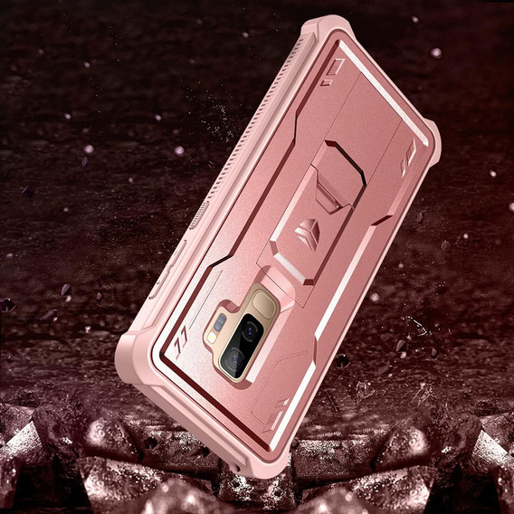 Etui pancerne do Samsung Galaxy S9 Plus, Dexnor Full Body, różowe rose gold