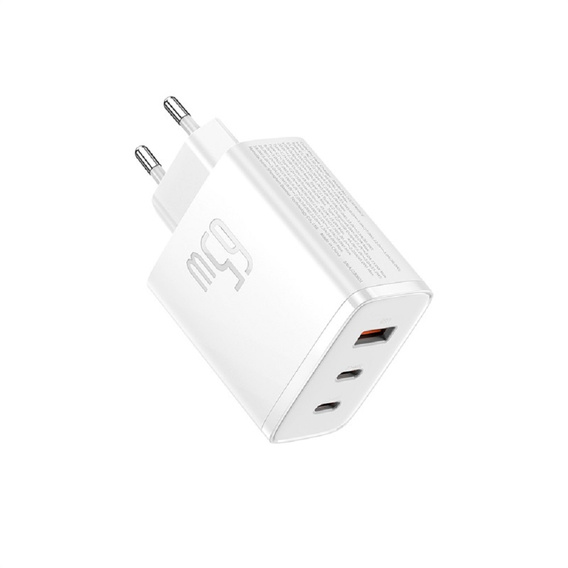 Baseus Cube Pro – ładowarka sieciowa 65W, 2x USB-C + 1x USB-A, biały