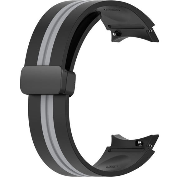 Pasek Silikonowy do Samsung Galaxy Watch 4/5/6 40/42/43/44/45/46/47mm, Czarny / Szary