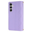 Etui z klapką do Samsung Galaxy A56 5G, Rhombus Crossbody Leather, fioletowe