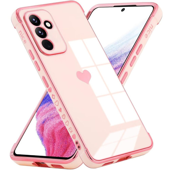 Etui do Samsung Galaxy A35 5G, Electro heart, różowe rose gold + Szkło Full Glue Ceramic