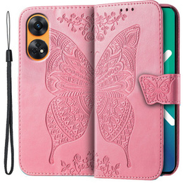 Etui z klapką do Oppo Reno8 T, Butterfly, różowe