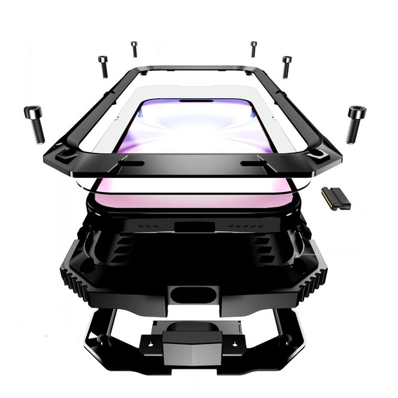 Etui R-JUST z podstawką i wbudowanym szkłem do iPhone 17