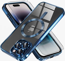 Etui do iPhone 14 Pro Max, Electro MagSafe, niebieskie + Szkło na ekran