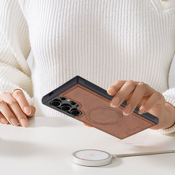 Etui do Samsung Galaxy S25 Ultra, LC.IMEEKE, kompatybilne z MagSafe – brązowe
