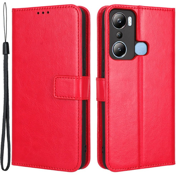 Etui z klapką do Infinix Hot 20i, Crazy Horse Wallet, czerwone