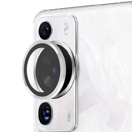 Szkło Hartowane ENKAY na tylny aparat do Huawei P60 / P60 Pro, z aluminiową ramką, srebrne