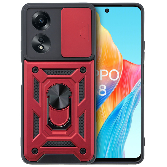 Etui pancerne do Oppo A58 4G, CamShield Slide, czerwone