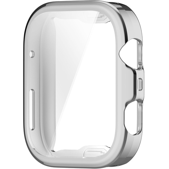 2w1 Etui silikonowe z osłoną ekranu do Huawei Watch Fit 4 – lekka ochrona wyświetlacza i boków - srebrne