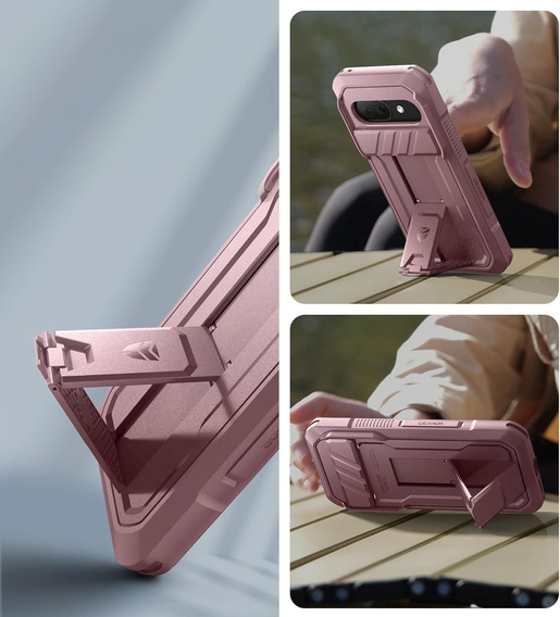 Etui Dexnor Kickstand do Google Pixel 9a – pancerne, z podstawką, różowe