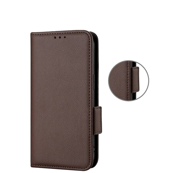 Etui z klapką do Xiaomi Redmi Note 12 5G / POCO X5 5G, Wallet Litchi Magnet, brązowe
