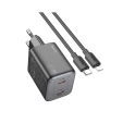 HOCO N42 GaN 45W – ładowarka sieciowa 2x USB-C + kabel USB-C do Lightning, czarna
