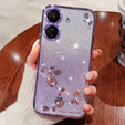 Etui do Xiaomi Redmi 13C / Poco C65, Glitter Flower, fioletowe