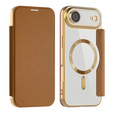 Etui z klapką do iPhone Air, RFID Wallet MagSafe z ochroną aparatu, brązowe