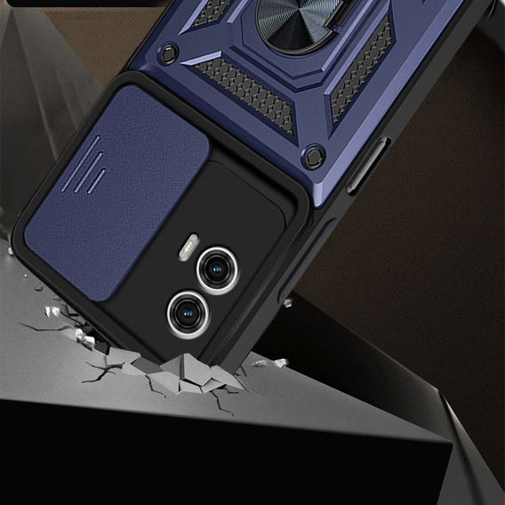 Etui pancerne do Motorola Moto G73 5G, CamShield Slide, niebieskie