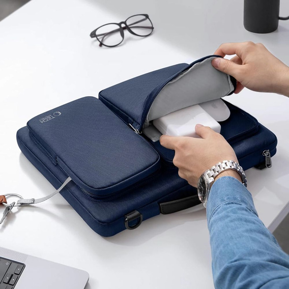 Tech-Protect Defender Bag, Etui Torba do laptopów 15-16 cali, Granatowa