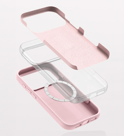 Etui silikonowe do iPhone 17 Pro Max, do MagSafe, antywstrząsowe, różowe