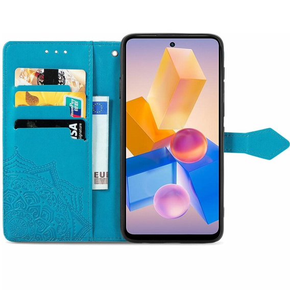 Etui z klapką do Infinix Hot 40i, Mandala, niebieskie