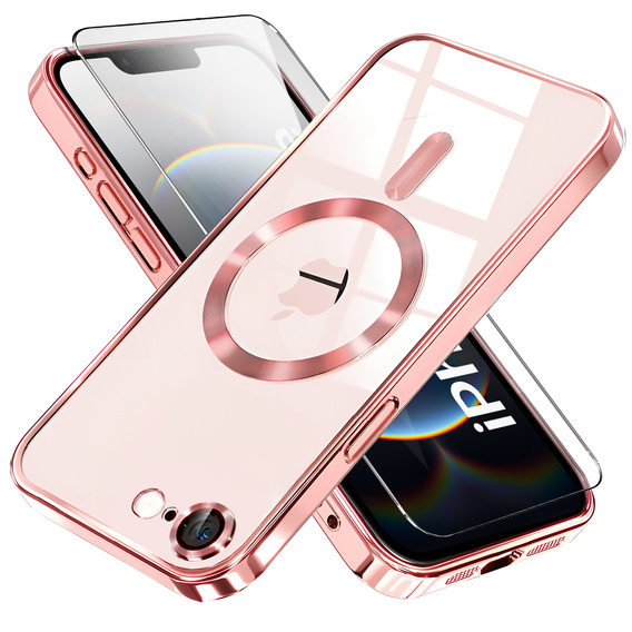 Etui do iPhone 16E, Electro MagSafe, różowe + Szkło na ekran