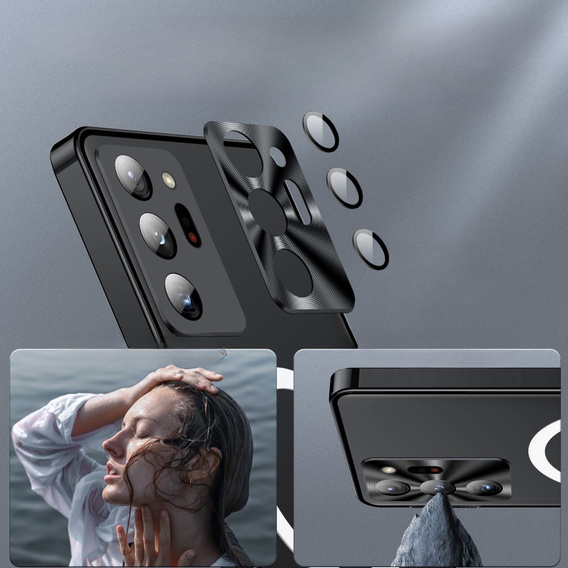 Etui z ochroną aparatu do Samsung Galaxy Note 20 Ultra, CamShield MagSafe, przezroczyste / czarne
