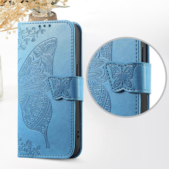 Etui z klapką do Xiaomi Redmi 15C 4G/LTE, Butterfly, niebieskie
