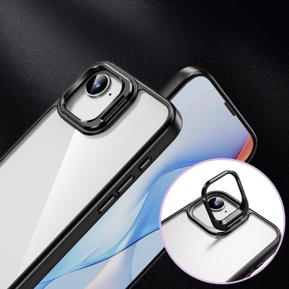 Etui do Iphone 16E, Kickstand Frame, przezroczyste / czarne