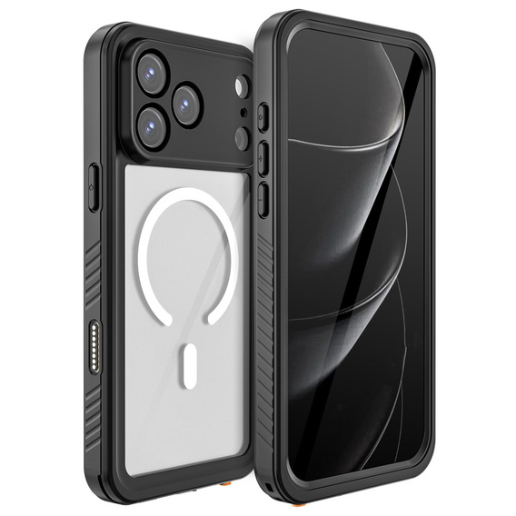 Etui Redpepper do iPhone 17 Pro Max, Wodoodporne IP68, do MagSafe, przezroczyste z czarnymi bokami