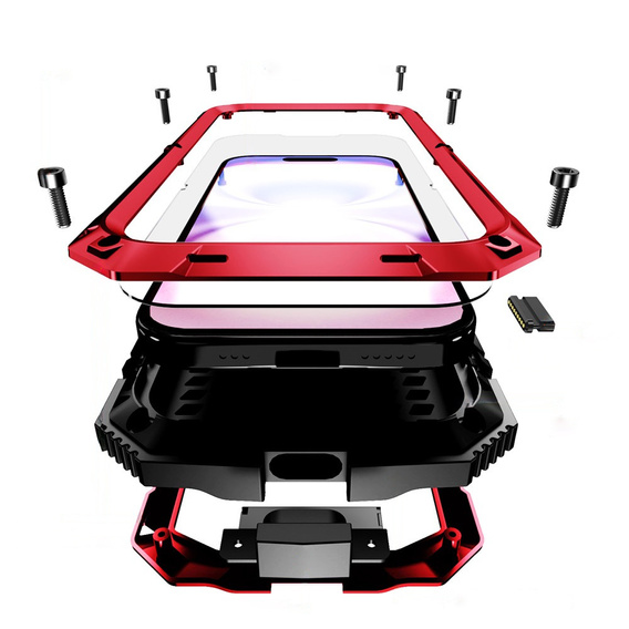 Etui R-JUST z podstawką i wbudowanym szkłem do iPhone 17