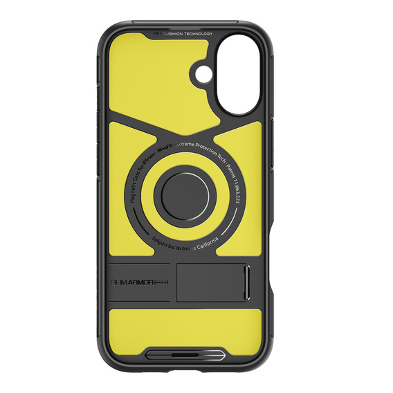 Etui Spigen do iPhone 16, Slim Armor MagSafe, Czarne + Szkło Hartowane 9H