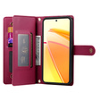 Etui z klapką do Oppo Reno 13 5G, Wallet Zipper Pocket, czerwone