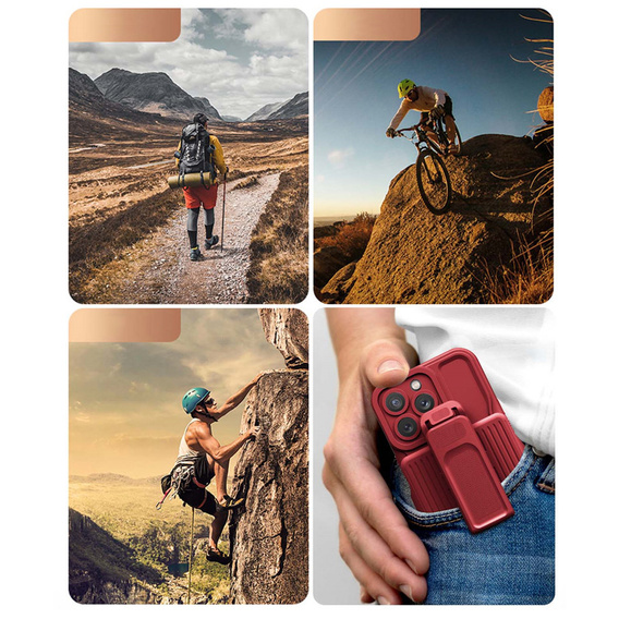 Pancerne Etui Belt Clip do iPhone 14 Pro Max, z klipsem, czerwone