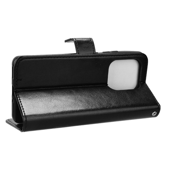 Etui z klapką do Motorola Edge 50 Ultra, Crazy Horse Wallet, czarne