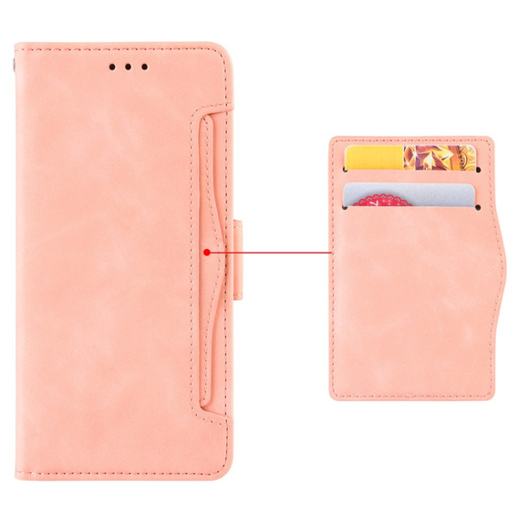 Etui z klapką do Samsung Galaxy S23 FE, Card Slot, różowe