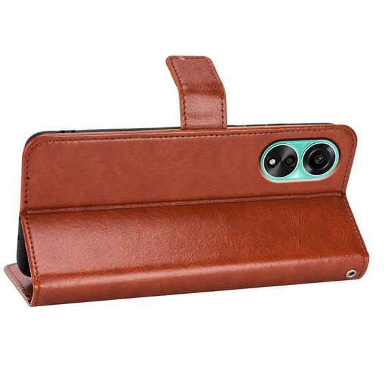 Etui z klapką do Oppo A98 5G, Crazy Horse Wallet, brązowe